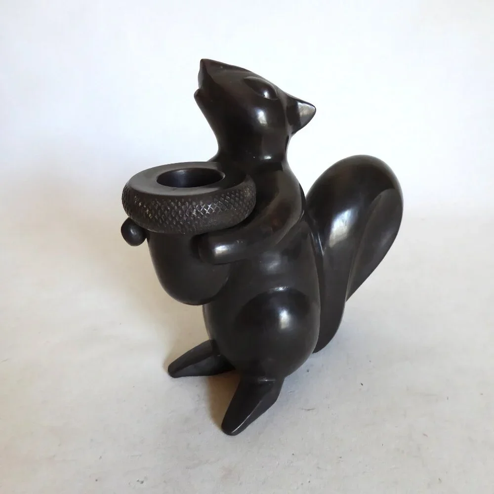 NEW RESTORATION HARDWARE BRONZE SQUIRREL HOLDING ACORN CANDLE HOLDER